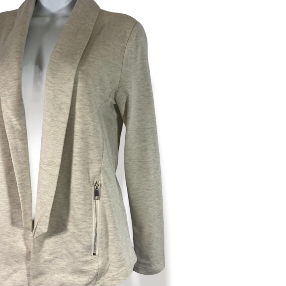Tart Collections Size XS Jacket Open Front Oatmeal Zipper Pockets Poplin - Picture 8 of 10